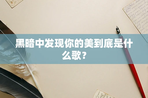 黑暗中发现你的美到底是什么歌？