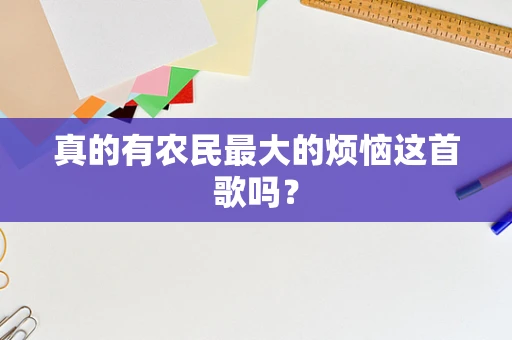 真的有农民最大的烦恼这首歌吗？