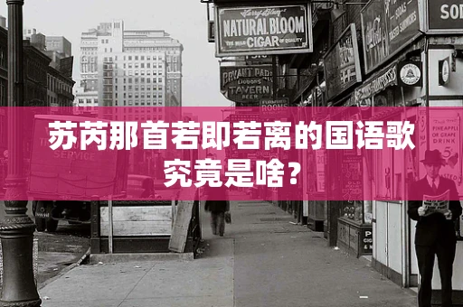 苏芮那首若即若离的国语歌究竟是啥？