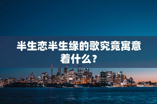 半生恋半生缘的歌究竟寓意着什么？